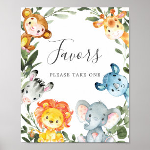 Jungle Animals Baby Shower Favoriten Schild