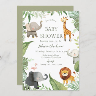 Jungle Animals Baby Shower Invitation Einladung