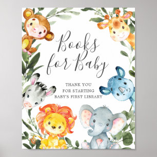 Jungle Animals Babyduschbücher für Babysignatur Poster