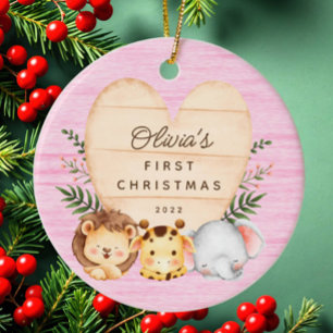 Jungle Animals Baby's First Christmas Keramik Ornament