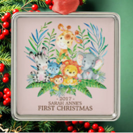 Jungle Animals Baby's First Christmas Ornament
