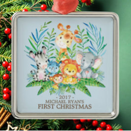 Jungle Animals Baby's First Christmas Ornament