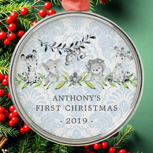 Jungle Animals Baby's First Christmas Ornament