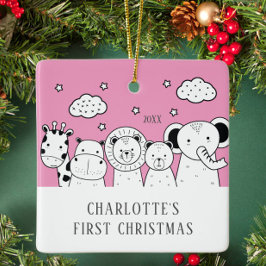 Jungle Animals Baby's First Christmas Ornament