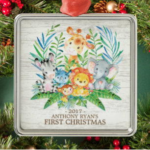 Jungle Animals Baby's First Christmas Ornament