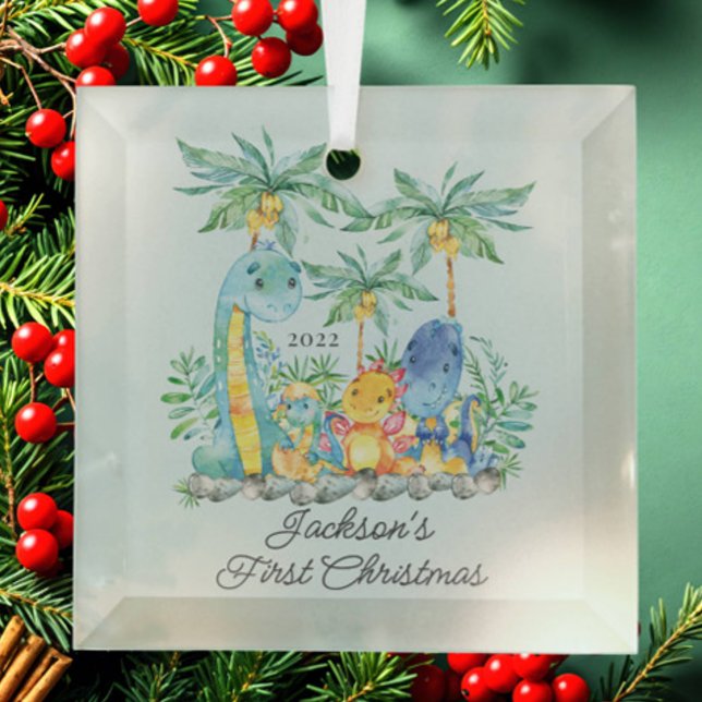 Jungle Animals Baby's First Christmas Ornament Aus Glas (Von Creator hochgeladen)