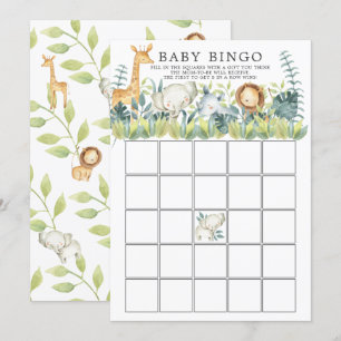 Jungle Animals BINGO Babyduschenspiel Einladung