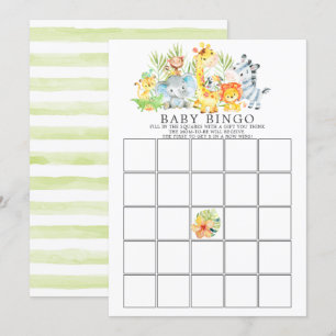 Jungle Animals BINGO Babyduschenspiel Einladung