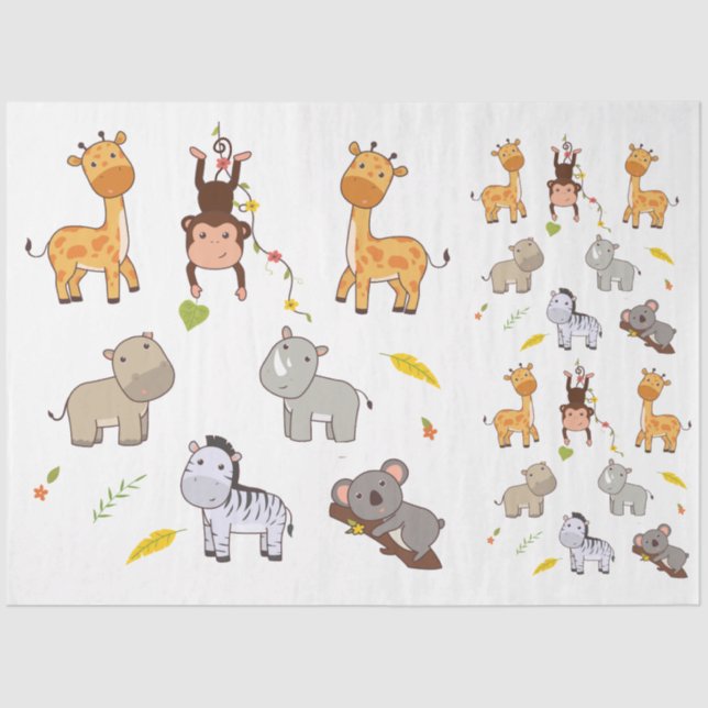 Jungle Animals Collection 1 Decoupage Seidenpapier (Vorderseite)