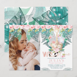 Jungle Animals Erstes Geburtstags-Foto Einladung