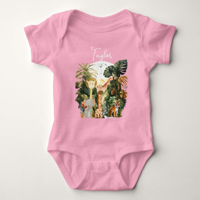 Jungle Animals Exotic Safari Traum Baby Strampler (Vorderseite)