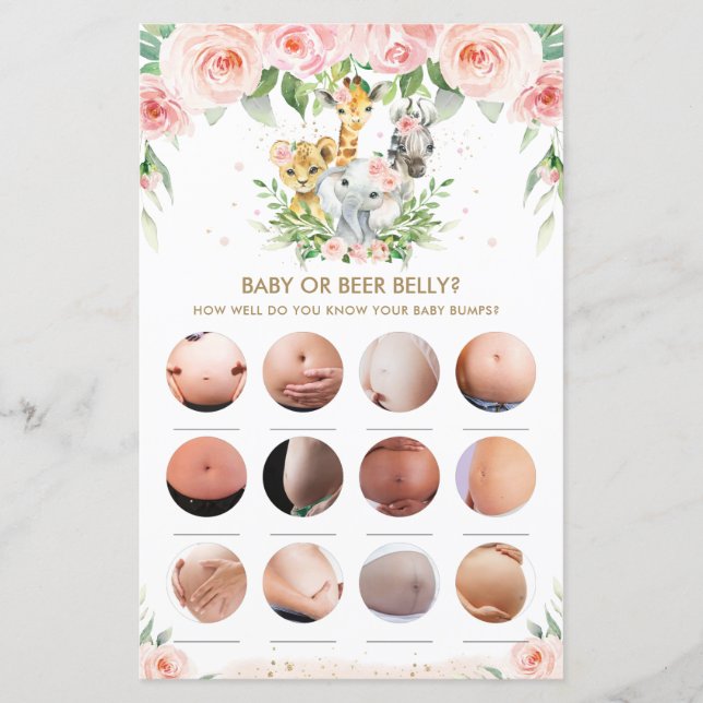 Jungle Animals Floral Baby oder Bierbauch Game (Vorderseite)
