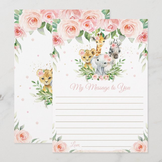 Jungle Animals Floral Time Kapsel Message Card Einladung (Vorne/Hinten)