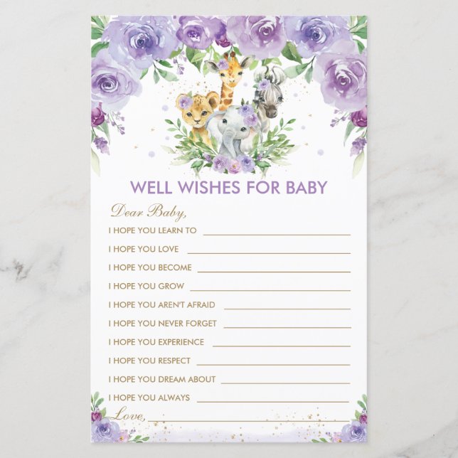 Jungle Animals Floral Well will Baby Card (Vorderseite)