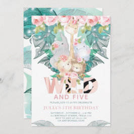 Jungle Animals Girl Geburtstag Niedlich Einladung