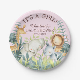 Jungle Animals Girls Baby Shower 7" Plättchen Pappteller