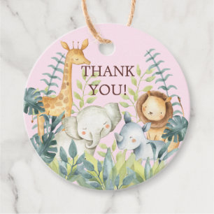 Jungle Animals Girls Babydusche Gefallen Tag Geschenkanhänger