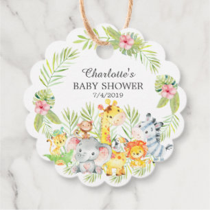 Jungle Animals Girls Babydusche Gefallen Tag Geschenkanhänger