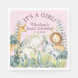 Jungle Animals Girls Babydusche Papier Napkins Serviette