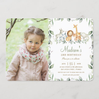 Jungle Animals Greenera Geburtstag Boy Girl Foto Einladung