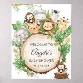 Jungle Animals Greenerity Baby Dusche Begrüßungsze Poster
