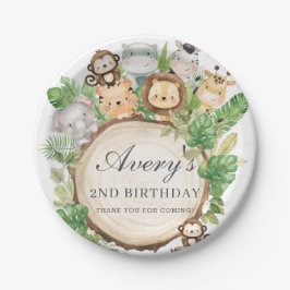 Jungle Animals Greenery 1. Geburtstag Babydusche Pappteller