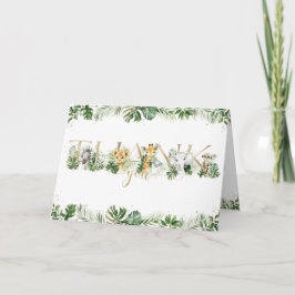 Jungle Animals Greenery 1. Geburtstagsdusche Dankeskarte