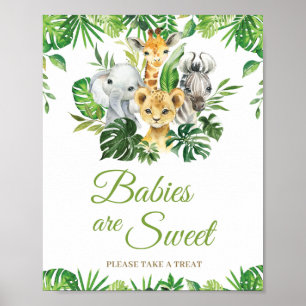 Jungle Animals Greenery Babies sind süße Leckerei  Poster