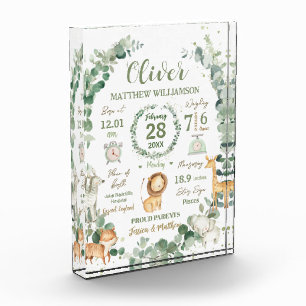 Jungle Animals Greenery Baby Birth Print Stats Fotoblock
