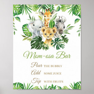 Jungle Animals Greenery Baby Shower Mama-osa Bar Poster