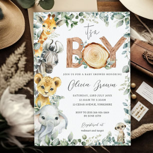 Jungle Animals Greenery Safari Baby Shower Einladung