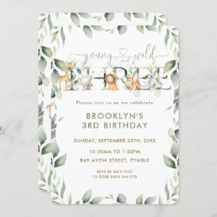 Jungle Animals Greenery Young Wild and Three Einladung