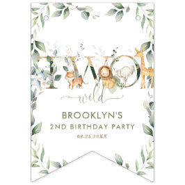 Jungle Animals Grüne Zwei Wild 2. Geburtstag Wimpelkette