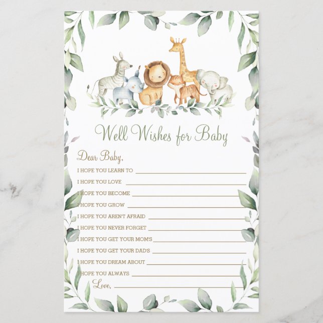 Jungle Animals Grünpflanzen Wünsche für Baby Game (Vorderseite)