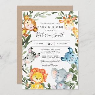 Jungle Animals Kinderdusche Einladung