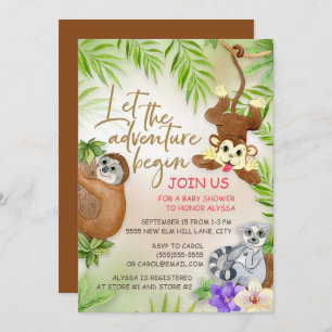 Jungle Animals Lass Adventure Begin Baby Boy Showe Einladung