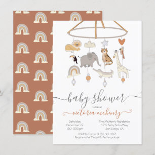 Jungle Animals Mobile Baby Dusche Einladung