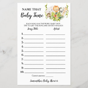 Jungle Animals Name Baby Tune Showspielkarte Flyer