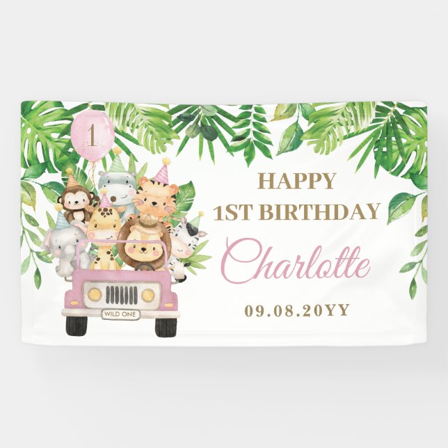 Jungle Animals Safari Auto Adventure Party Hinterg Banner (Horizontal)