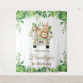 Jungle Animals Safari Auto Adventure Party Hinterg Wandteppich