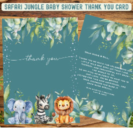 Jungle Animals Safari Baby Dusche Danke Karte