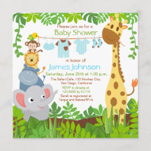 Jungle Animals Safari Baby Dusche Einladung