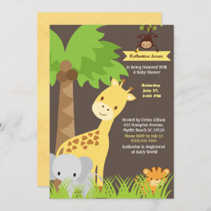 Jungle Animals Safari Baby Dusche Einladung