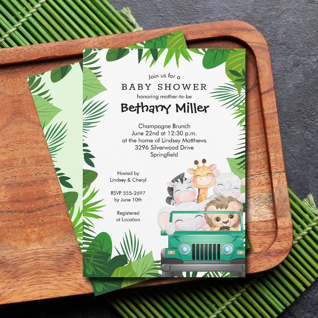 Jungle Animals Safari Baby Dusche Einladung (Jungle safari baby shower invitations)