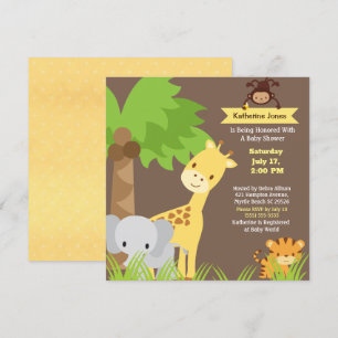Jungle Animals Safari Baby Dusche Einladung