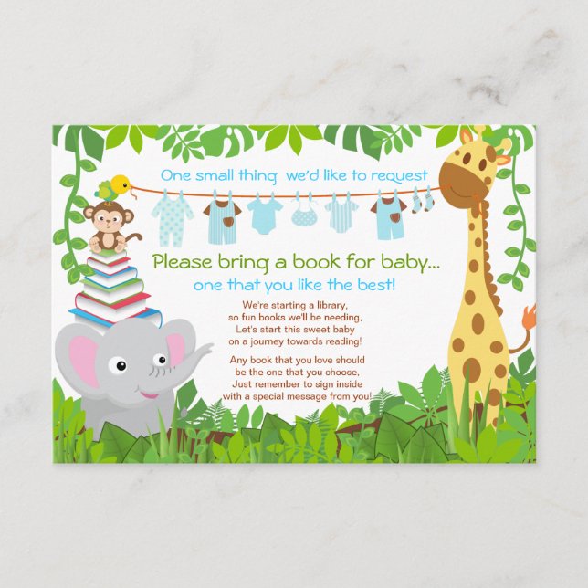 Jungle Animals Safari Baby Showbook Begleitkarte (Vorderseite)