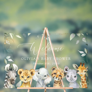 Jungle Animals, Safari, Babydusche Willkommen Acrylschild