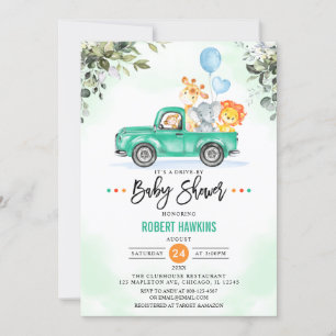 Jungle Animals Safari Drive by Baby Dusche Einladung