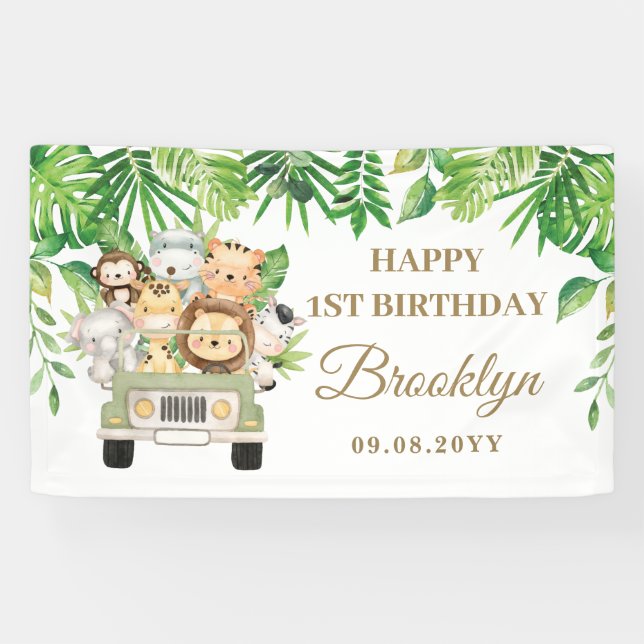 Jungle Animals Safari Erlebnis Auto Party Hintergr Banner (Horizontal)