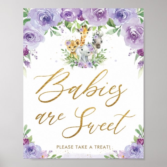 Jungle Animals Safari Lila Leckerei Poster (Vorne)